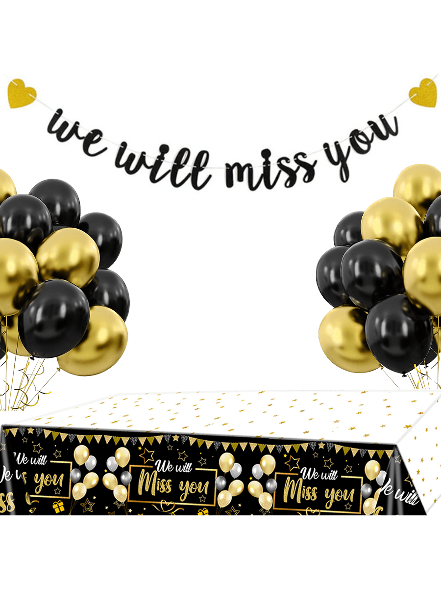 Party Banner Gold - Баннер «Мы будем скучать по тебе»,