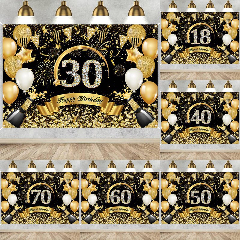 Party Banner Gold - Баннеры с днем рождения 30, 40,